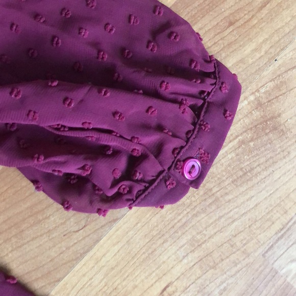 Maroon Sheer Split Back Shirt - Picture 5 of 6